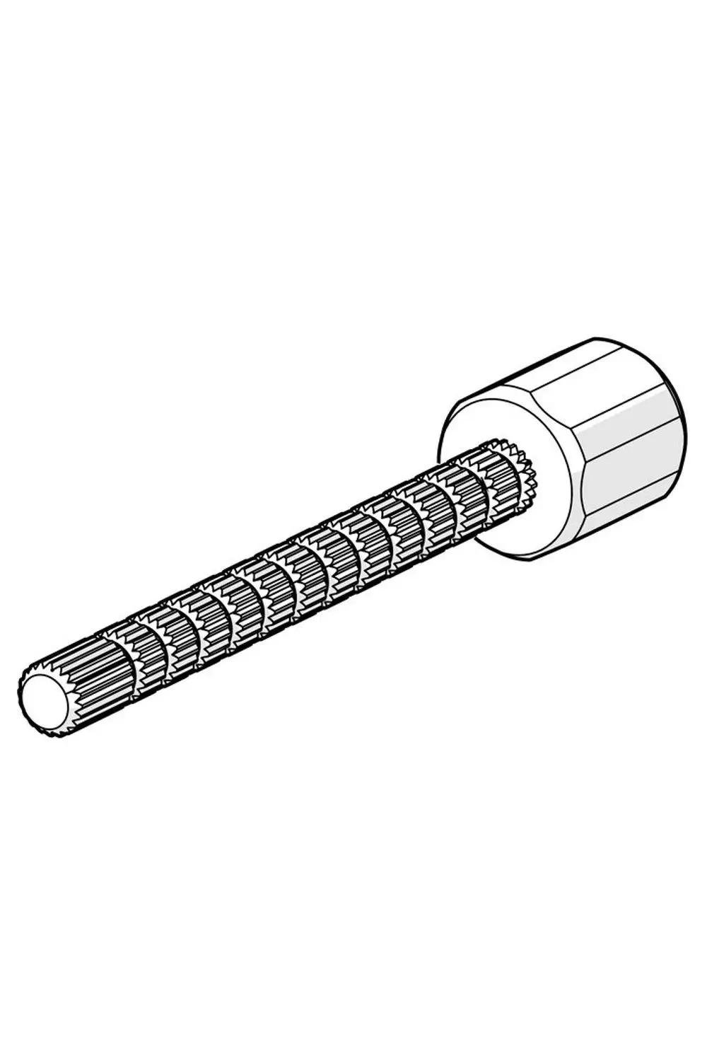 Verlängerungssatz von HANSA, bestehend aus einem gewindeten Rohr mit einer hexagonalen Oberseite und geripptem Design zur Gewährleistung einer stabilen Verbindung.